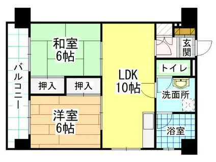 ブライトハーツ片野新町(2LDK/3階)の間取り写真