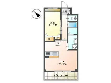 イーストーン(1LDK/3階)の間取り写真