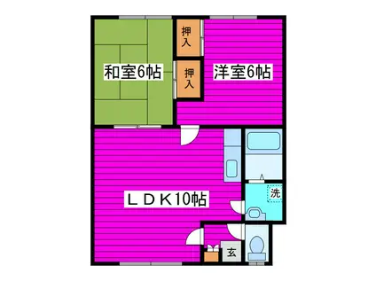 ローヤルハイム(2LDK/2階)の間取り写真