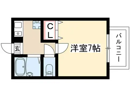 グレーンパーク西一社(1K/2階)の間取り写真