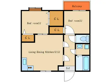 玉木マンション(2LDK/3階)の間取り写真