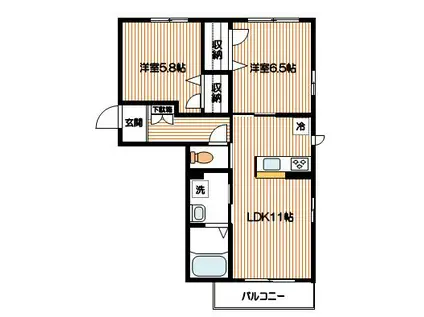 シェモア(2LDK/1階)の間取り写真