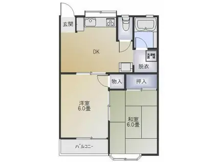 グレースコート 2(2DK/1階)の間取り写真