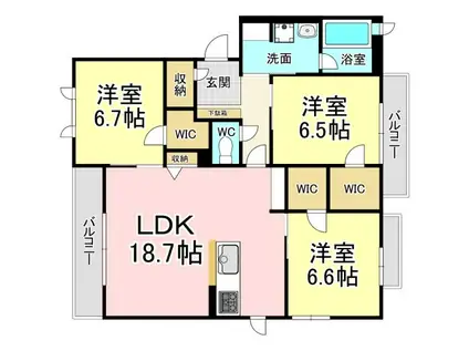 リバプール楠木(3LDK/3階)の間取り写真