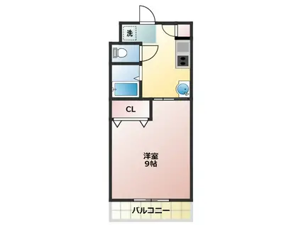 パラシオン(1K/2階)の間取り写真