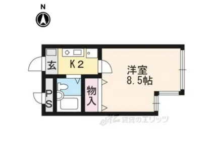 珠光ビル百万遍(1K/4階)の間取り写真