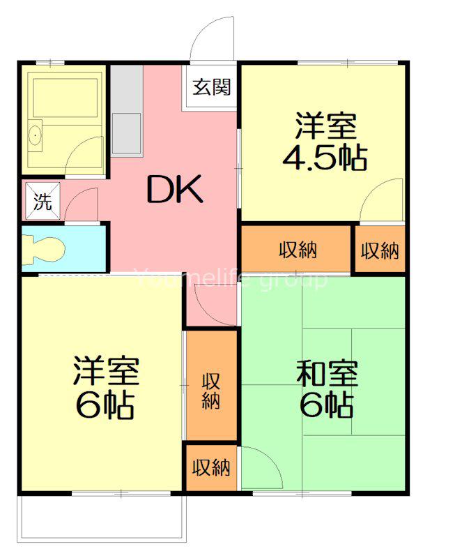 妙見サンハイツ(3DK/2階)の間取り写真