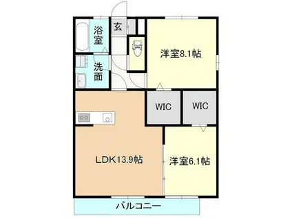 ラフィーネみどりの(2LDK/2階)の間取り写真