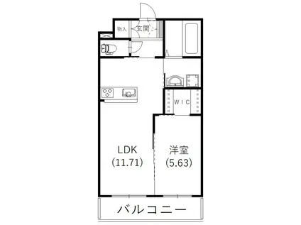 ロイヤルシティ泉II(1LDK/3階)の間取り写真
