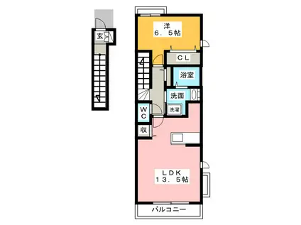 ラフレシール・K(1LDK/2階)の間取り写真