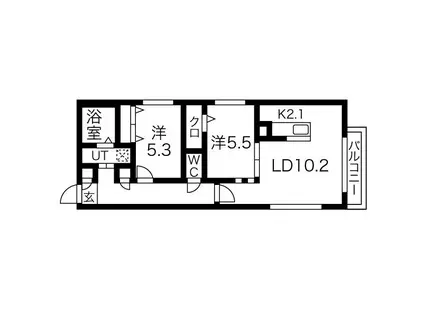 グランディールN19(2LDK/3階)の間取り写真