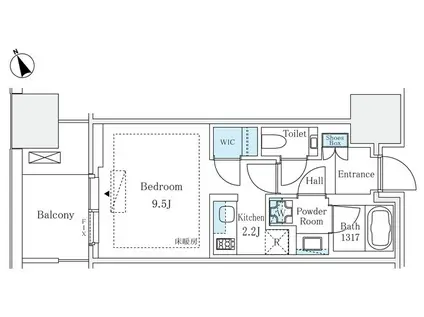 麻布台ヒルズレジデンス(ワンルーム/10階)の間取り写真