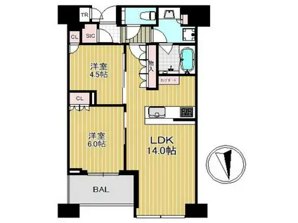 SHIROKANE THE SKY イースト(2LDK/34階)の間取り写真