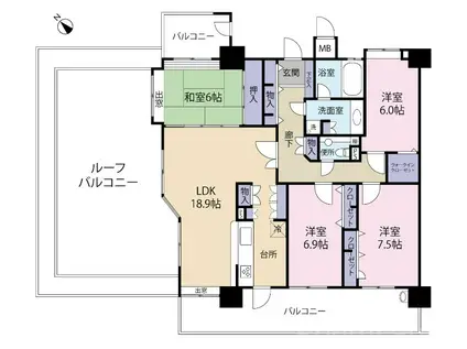 アプローズ筑紫丘南(4LDK/8階)の間取り写真