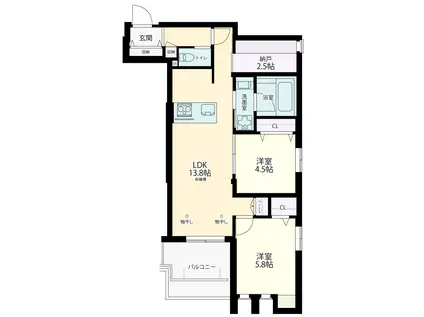 イースト SEDONA(2SLDK/4階)の間取り写真