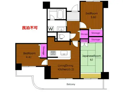 ハイムローゼ 3LDK ワイドバルコニー Y(3LDK/1階)の間取り写真