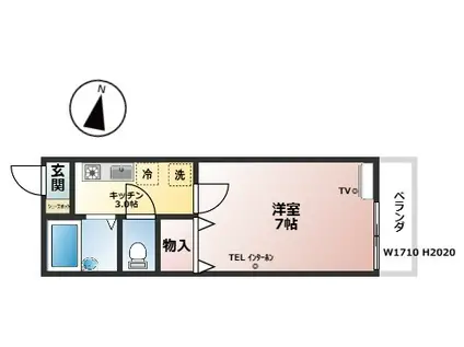 ＪＲ岩徳線 周防花岡駅 徒歩41分 2階建 築27年(1K/2階)の間取り写真