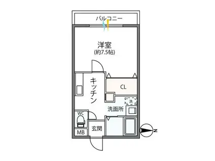 CREST SHINYA(1K/2階)の間取り写真