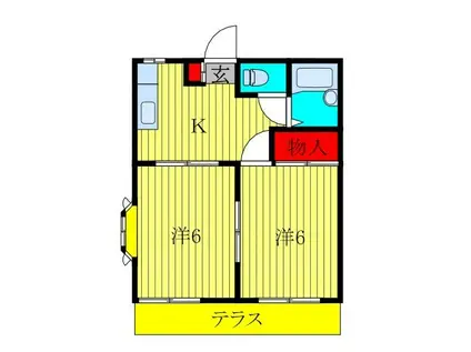 コーポクレスト(2K/1階)の間取り写真