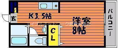 ベール花尻A棟(1K/1階)の間取り写真