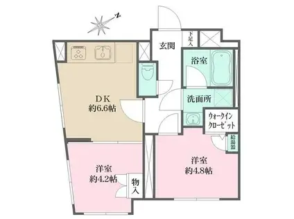 FIKA大井町(2DK/5階)の間取り写真