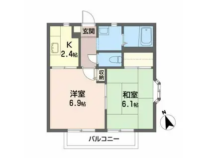 コーポラスカマタII(2K/1階)の間取り写真