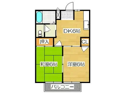 エスパシオ国分(2DK/2階)の間取り写真