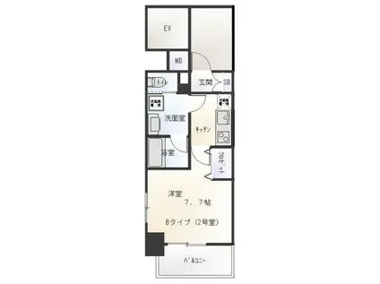 PAROS(1K/4階)の間取り写真