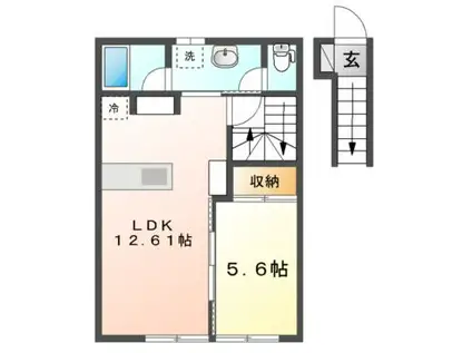JERICHOA・B(1LDK/2階)の間取り写真