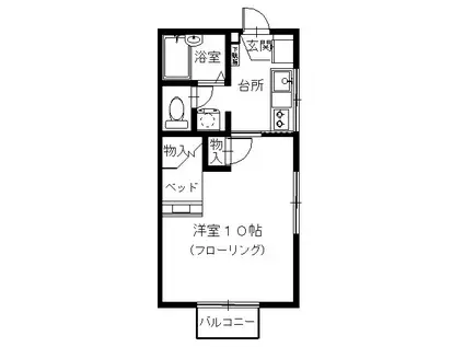 鈴虫ハイツIII(1K/1階)の間取り写真