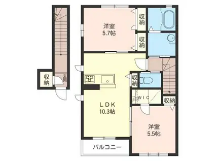 シャーメゾンひろせB(2LDK/2階)の間取り写真