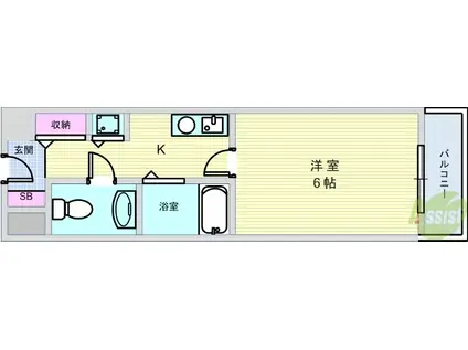 PISO(1K/3階)の間取り写真