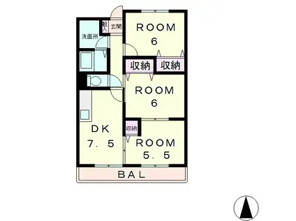 セブンヴェル(3DK/2階)の間取り写真