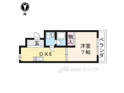 フラットカトウ(1DK/4階)の間取り写真