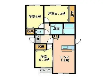 エスポワールYAMASO(3LDK/1階)の間取り写真