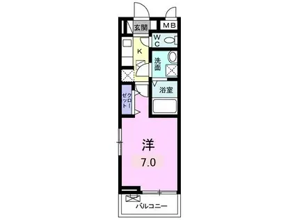 ベルオーブ(1K/1階)の間取り写真
