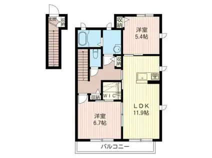 ジャルディーノI(2LDK/2階)の間取り写真