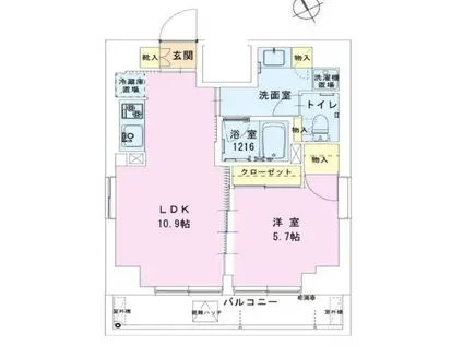 茅場町レジデンス壱番館(1LDK/10階)の間取り写真
