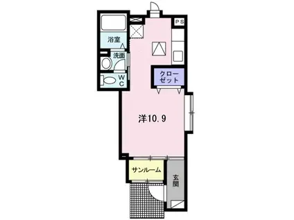 ＪＲ佐世保線 早岐駅 徒歩4分 2階建 築14年(ワンルーム/1階)の間取り写真