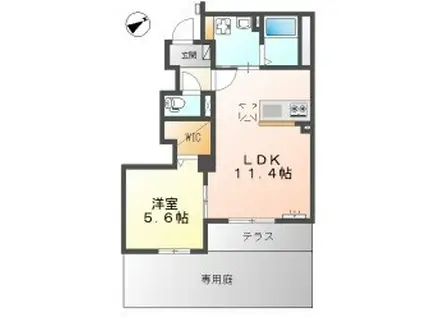 ポンテ・リング 壱番館(1LDK/1階)の間取り写真