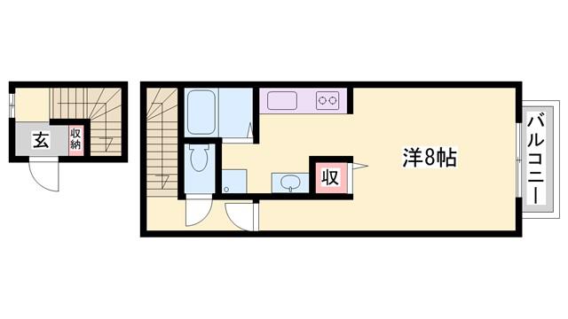 カルム・モリ(ワンルーム/2階)の間取り写真