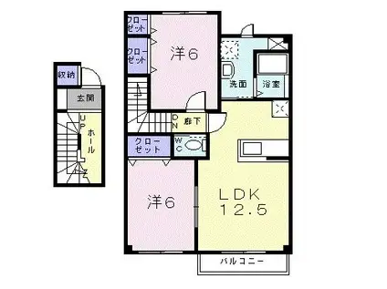 エトワールB(2LDK/2階)の間取り写真