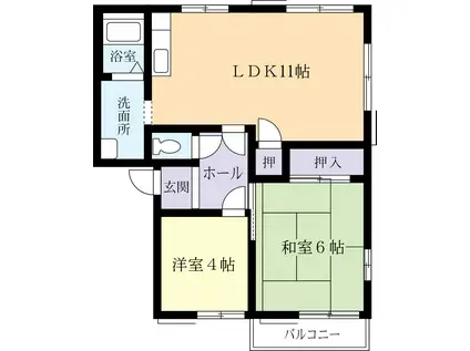 グランドアーサーE(2LDK/1階)の間取り写真