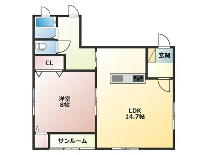 プラティーヌ(1LDK/1階)の間取り写真