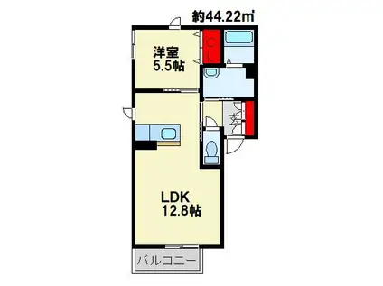  シャーメゾン行事(1LDK/2階)の間取り写真