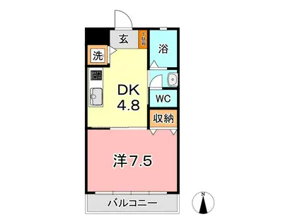 ポローニア西阿知(1DK/2階)の間取り写真