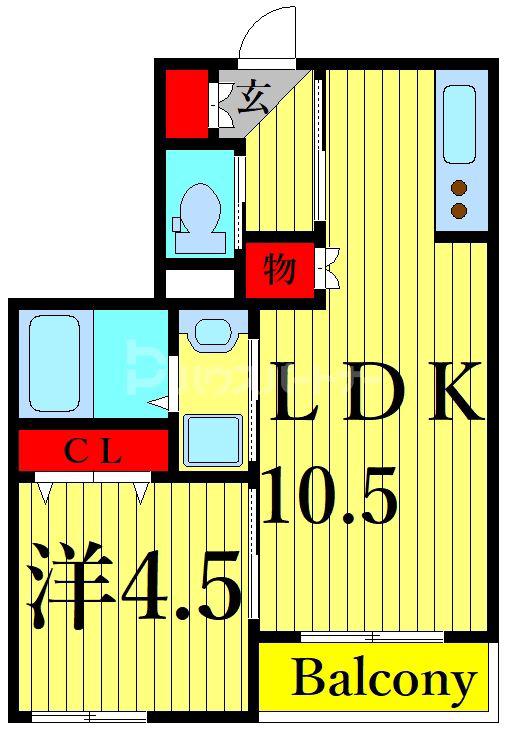 グラン フェリシア ウエスト(1LDK/1階)の間取り写真