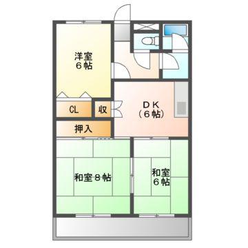 入江マンションD棟(3DK/2階)の間取り写真