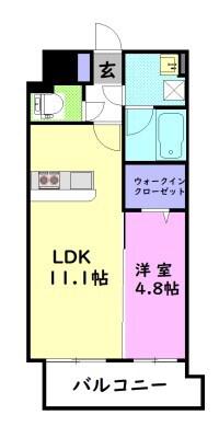 PALMS(1LDK/9階)の間取り写真