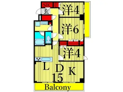 HF東尾久レジデンス(3LDK/1階)の間取り写真